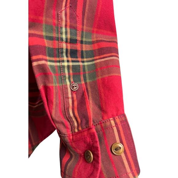Lauren Ralph Lauren Red Olive Plaid Long Sleeve Button Front Small - Picture 9 of 11